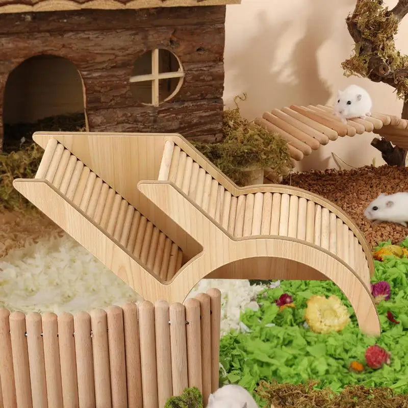 Wooden Hamster Hideouts Hamster Playground Burrow Tunnel Ladder Wooden Small Animals Playpen For Pets Gerbils And Hedgehogs