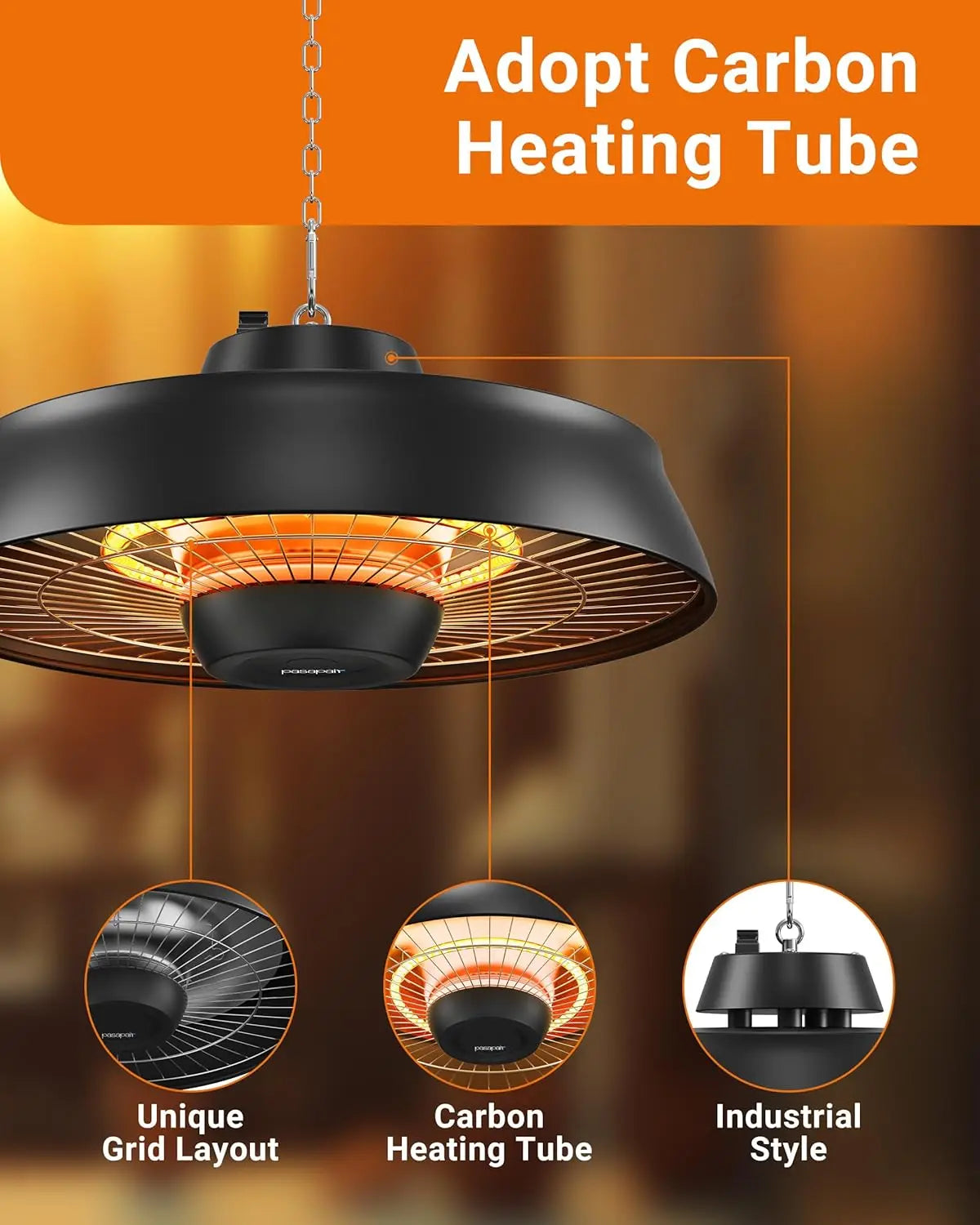 Patio Heater 1500W Outdoor Hanging Infrared With Remote