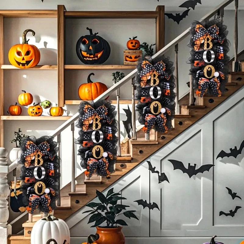 Halloween Wreath Garland Door Decoration Boo Doorplate