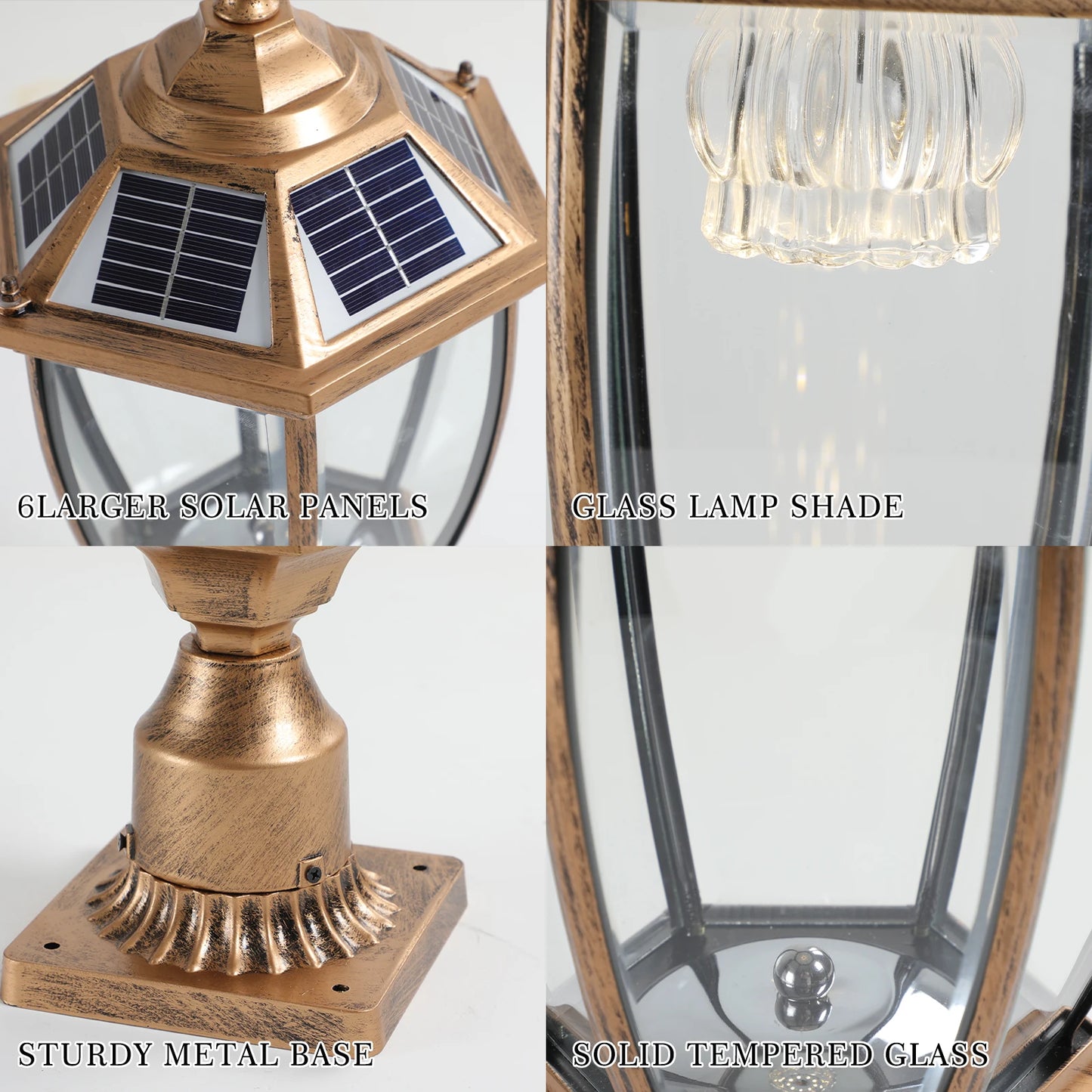 Vintage Solar Led Post Light Outdoor Garden Lamp Two Pack