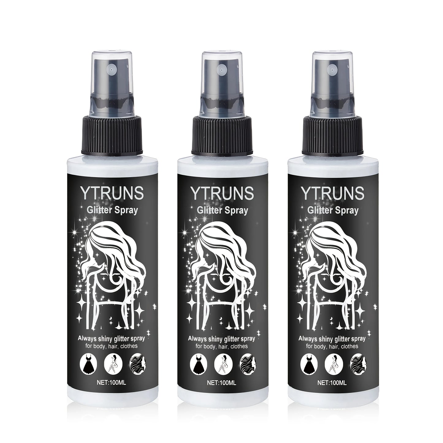 2 Pack Quick Dry Glitter Spray Kit For Hair And Body Gloss