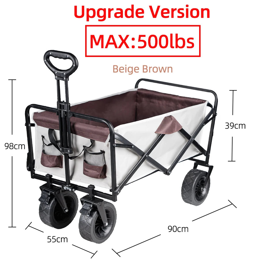 Collapsible Folding Utility Beach Cart Wagon Heavy Duty Large Capacity Fold Wagon Outdoor Trolley