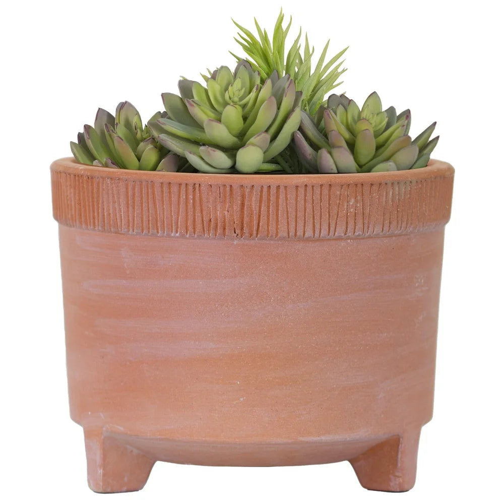 10In Terracotta Clay Planter Footed With Drainage Indoor