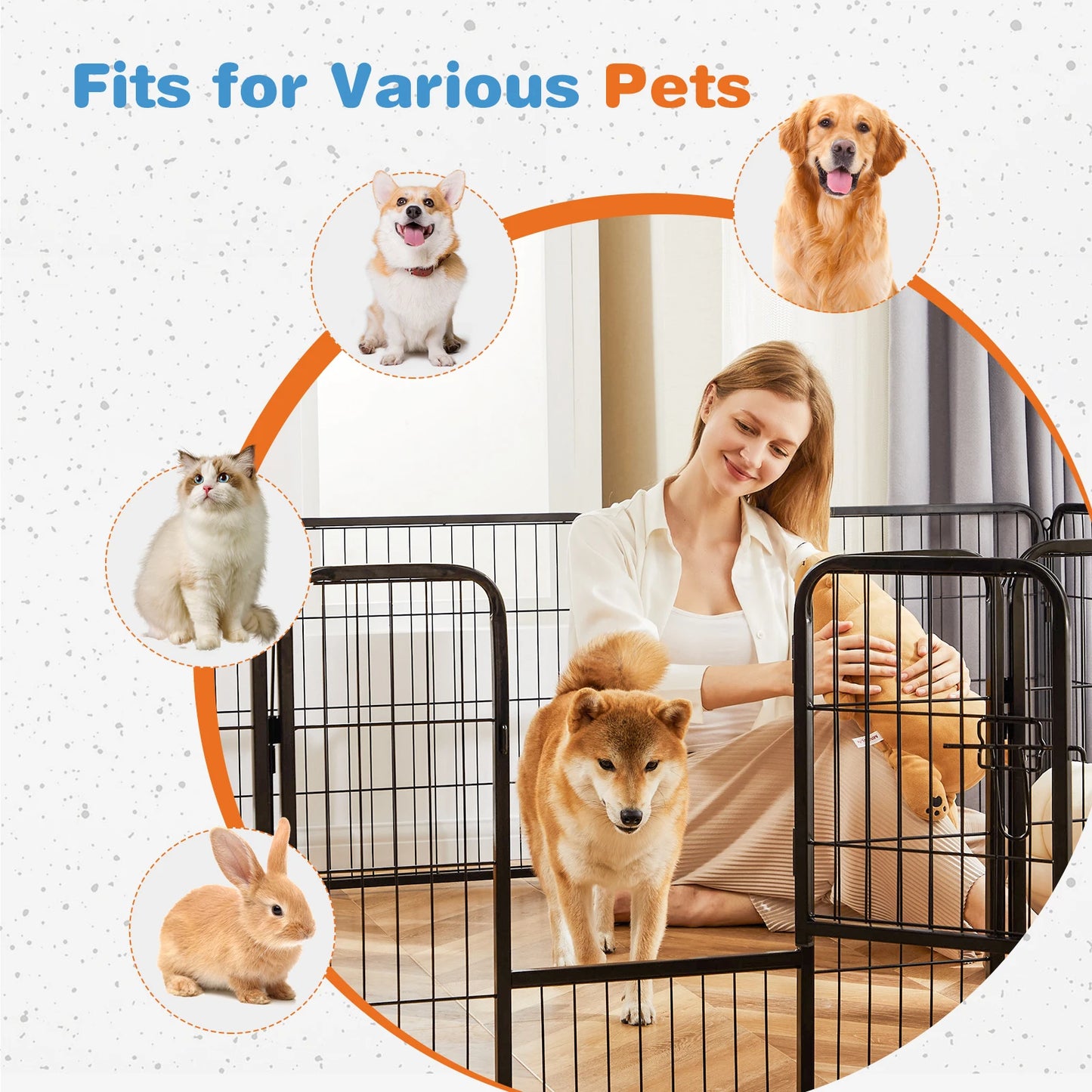 JHK 8 Panel Dog Playpen Indoor Pet Fence Exercise for Yard Gate Heavy Duty Crates