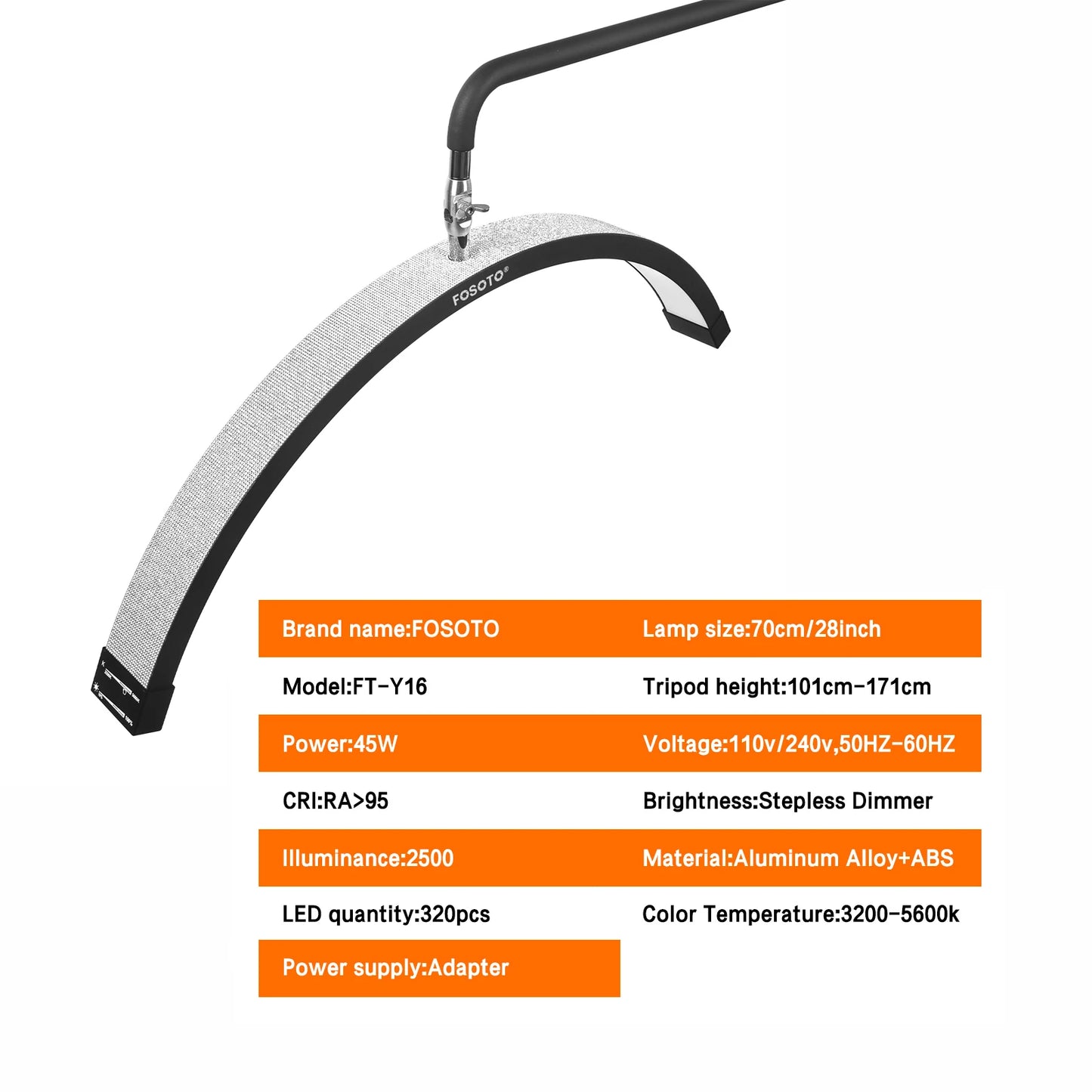 Fosoto Half Moon LED Video Light For Tattoo Eyelash Fill
