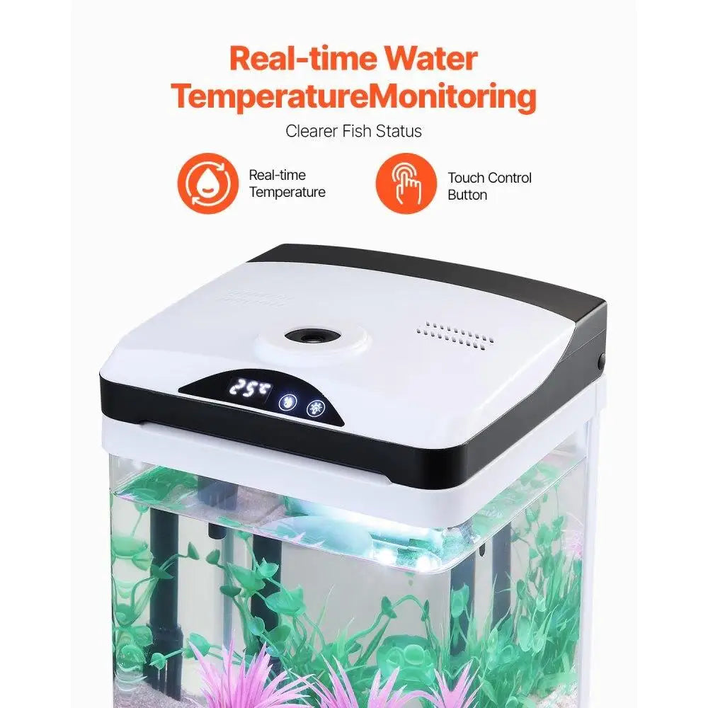 2 Gallon Smart Aquarium Self Cleaning 7 Color Lighting