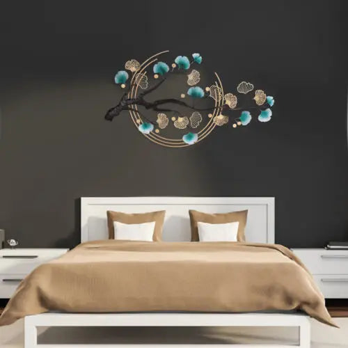 3D Ginkgo Leaf Metal Wall Decor Art Nature Wall Mounted Sculpture for Living Room Bedroom
