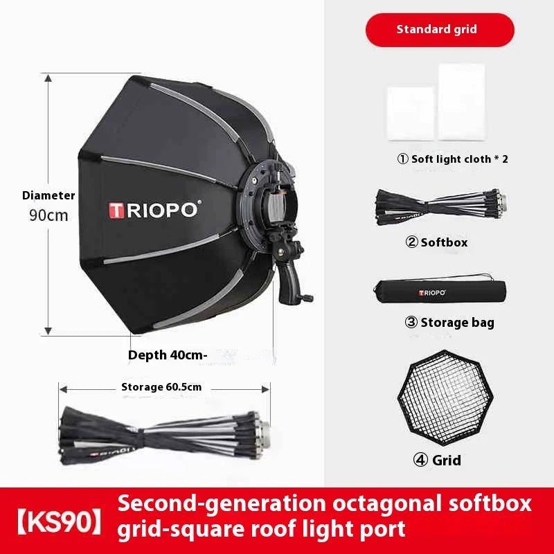 Triopo 90cm Speedlite Portable Octagon Umbrella Softbox+2M 1/4 Screw Light Stand Tripod Suit for Godox Speedlite Flash Light
