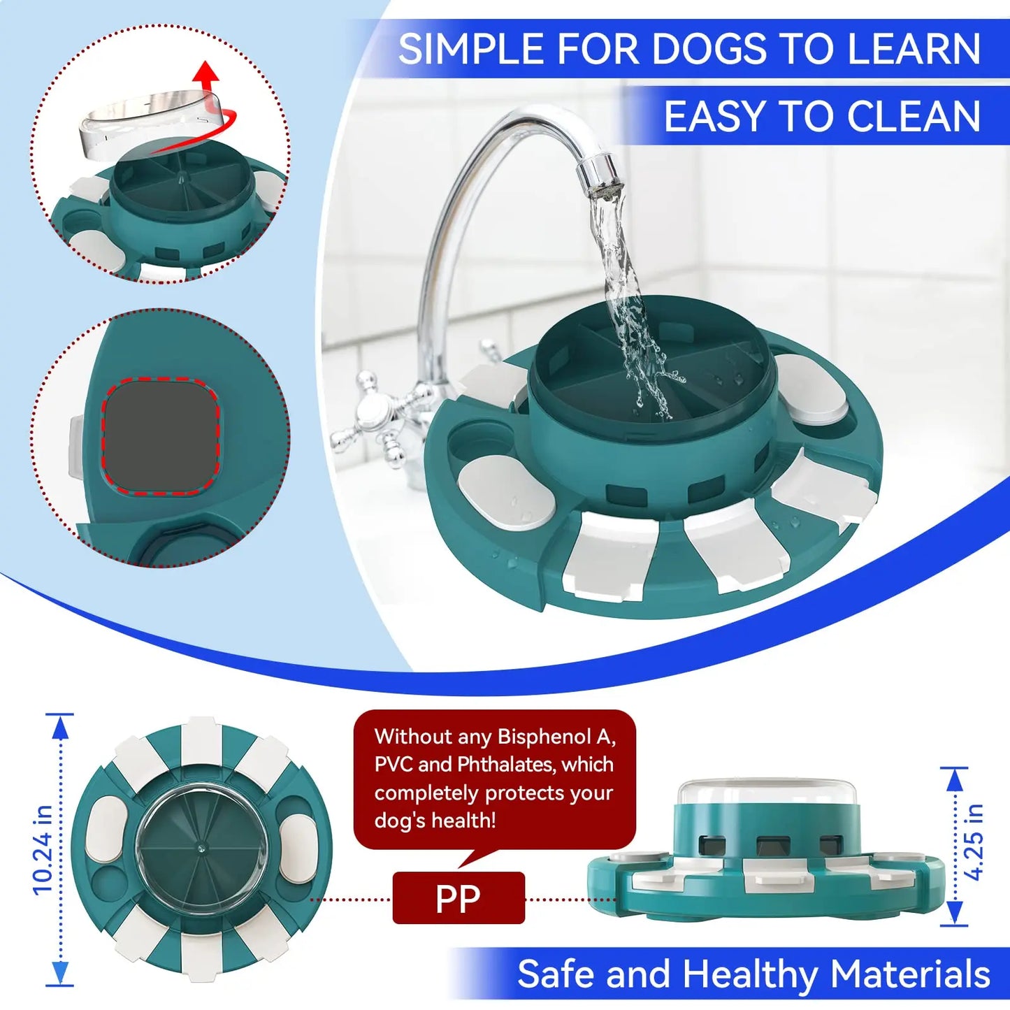 KADTC Dog Puzzle Toys w/Button Mind Games Level 2 in 1 Food Dispenser Slow Feeder Treat Puzzles Bowl Puppy Mental Stimulation Ga