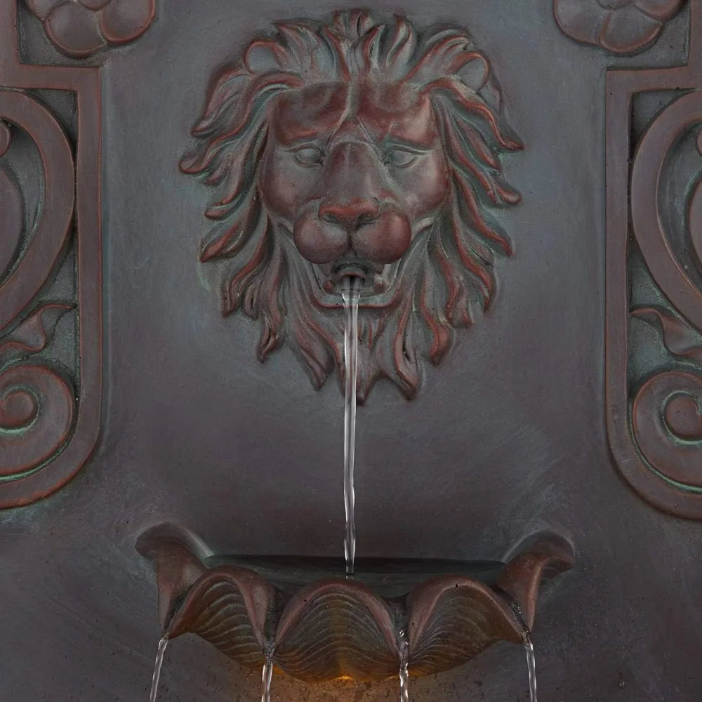 Elegant Lion Head Fountain With Bronze Finish And LED Light