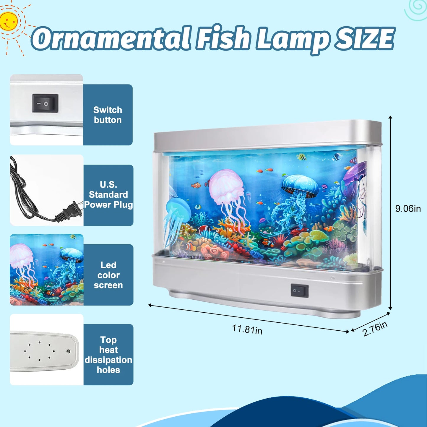 Artificial Aquarium Moving Pictures Of Fish In Tank Lamp