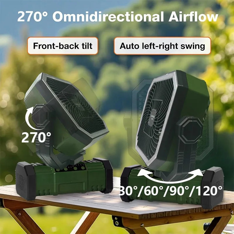 20000mAh Camping Fan With Led Lantern And Remote Control