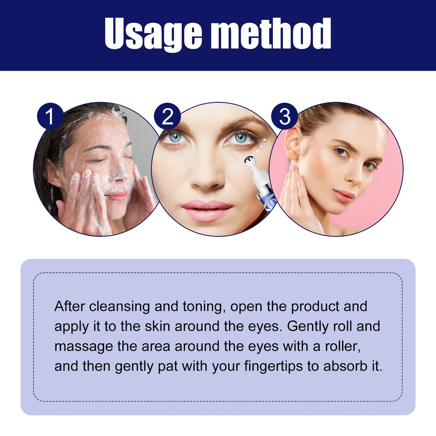 Jaysuing Eye care roller reduces dark circles and eye puffiness, brightens skin tone, repairs and tightens skin, massage roller