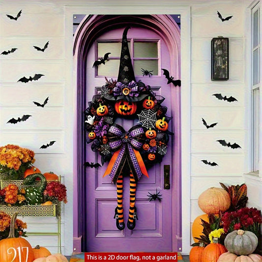 Halloween Party Decor Set Pumpkin Witch Wreath Door Cover