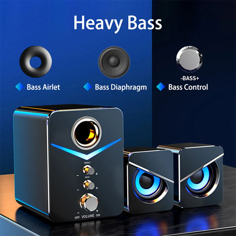 USB Computer LED Speakers Subwoofer For Desktop PC