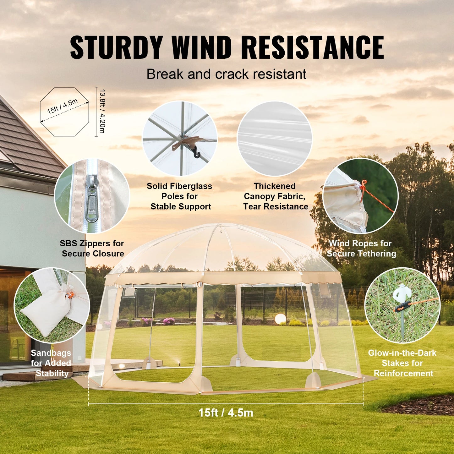 Bubble Tent Pop Up Weatherproof Sports Tent 50x50 Inches