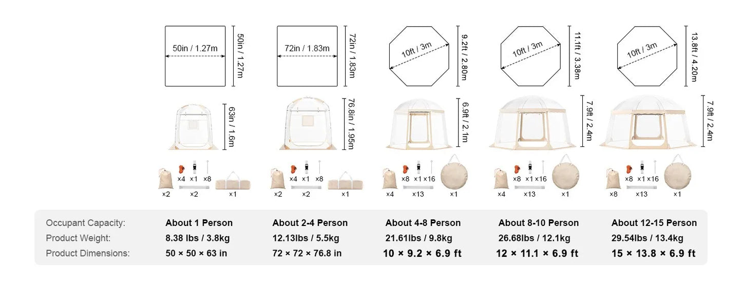 Bubble Tent Pop Up Weatherproof Sports Tent 50x50 Inches