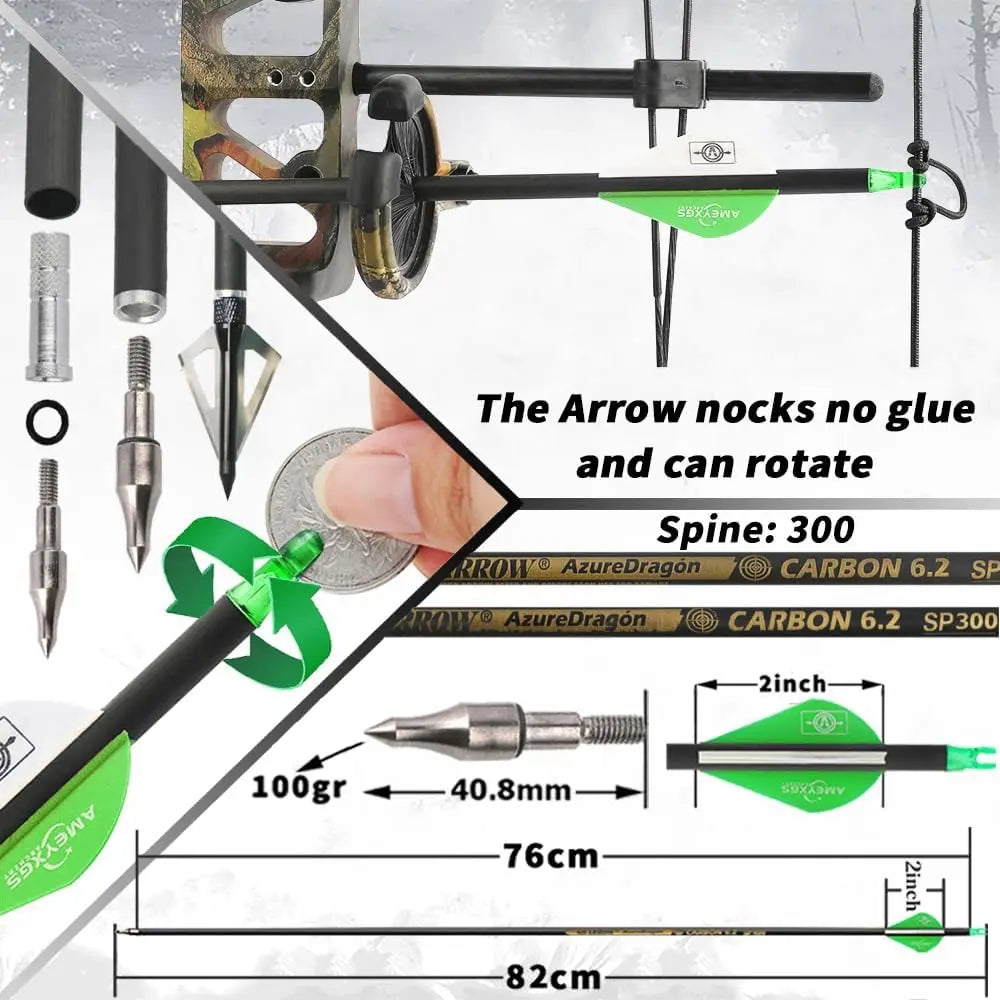 Archery Hunting Compound Bow Kit RTH 30-70 LBS Draw Length 23.5\\"-31\\", IBO 325FPS, Target Shooting Bow with Accessories for B