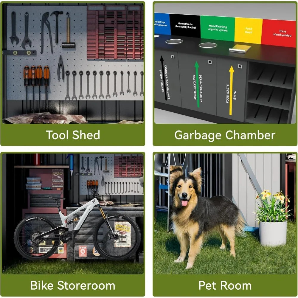 Metal Garden Shed 6x4 Outdoor Storage With Lockable Doors