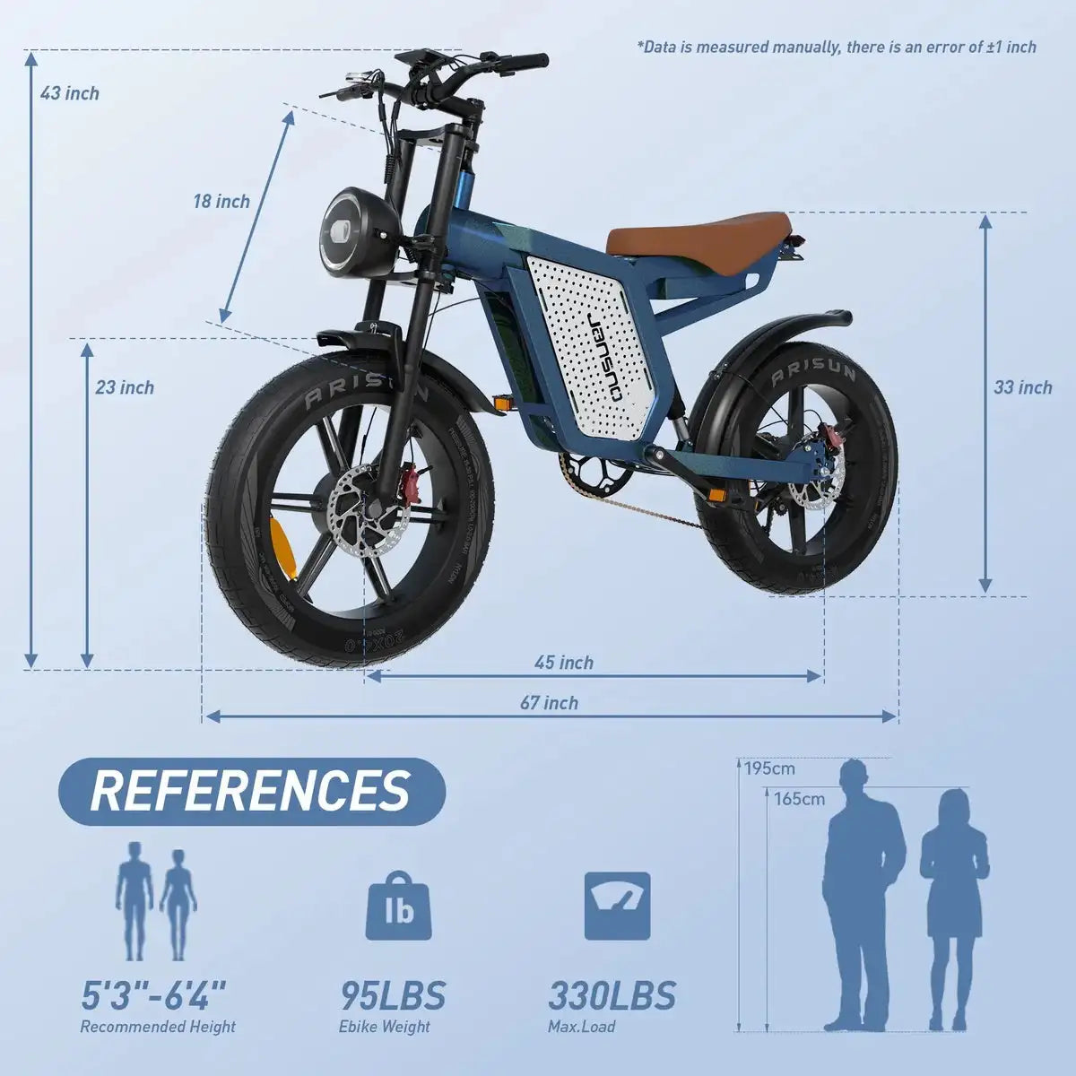 JANSNO X60 20" Fat Tires Electric Bikes 750W*2 Dual Motor 48V 23Ah Battery