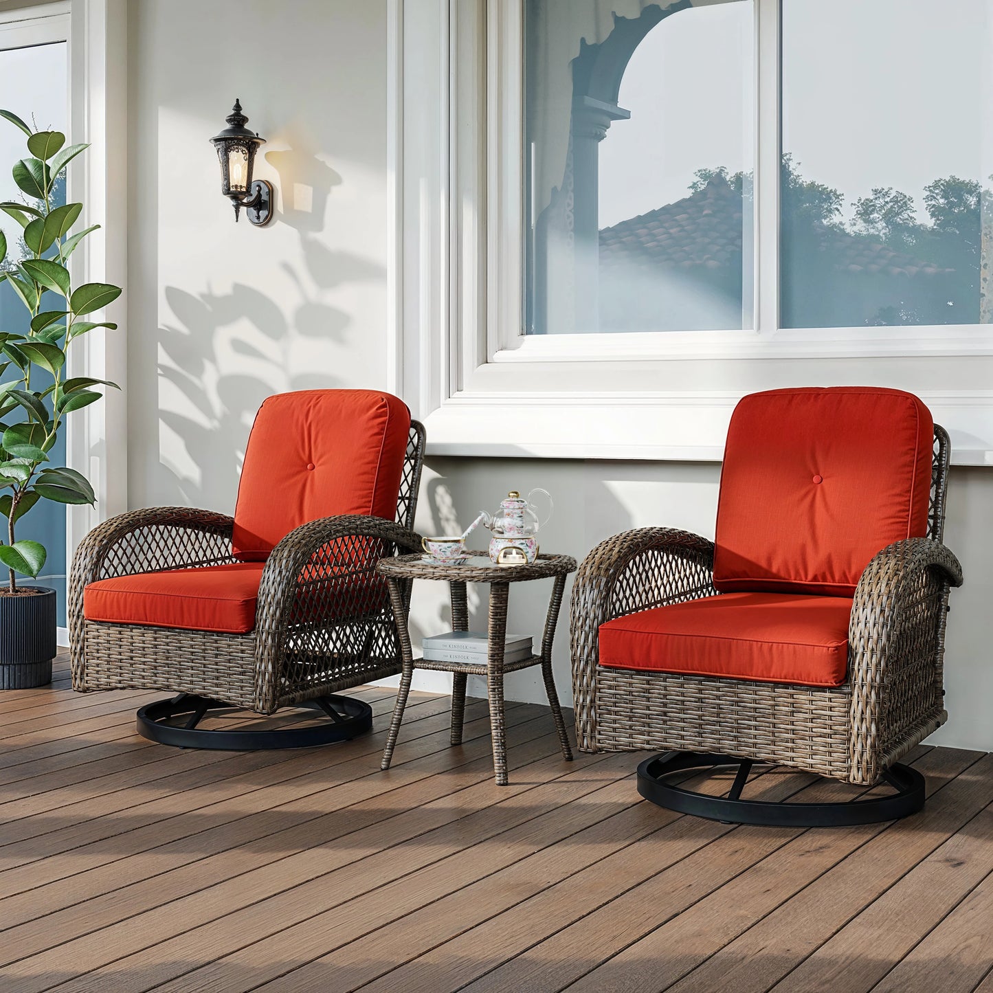 Hoomic 3 Piece Patio Furniture Set Outdoor Rocking Cushions