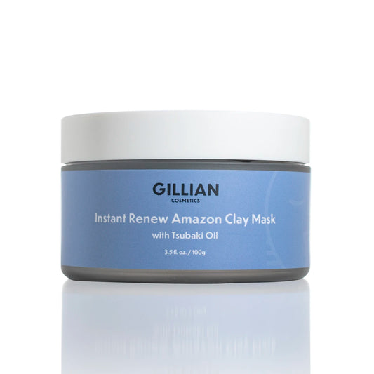 Gillian Cosmetics Instant Renew Amazon Clay Mask 100ml with Tsubaki Oil, Vegan Facial Skin Care Mask for Deep Pore Cleansing, Ex