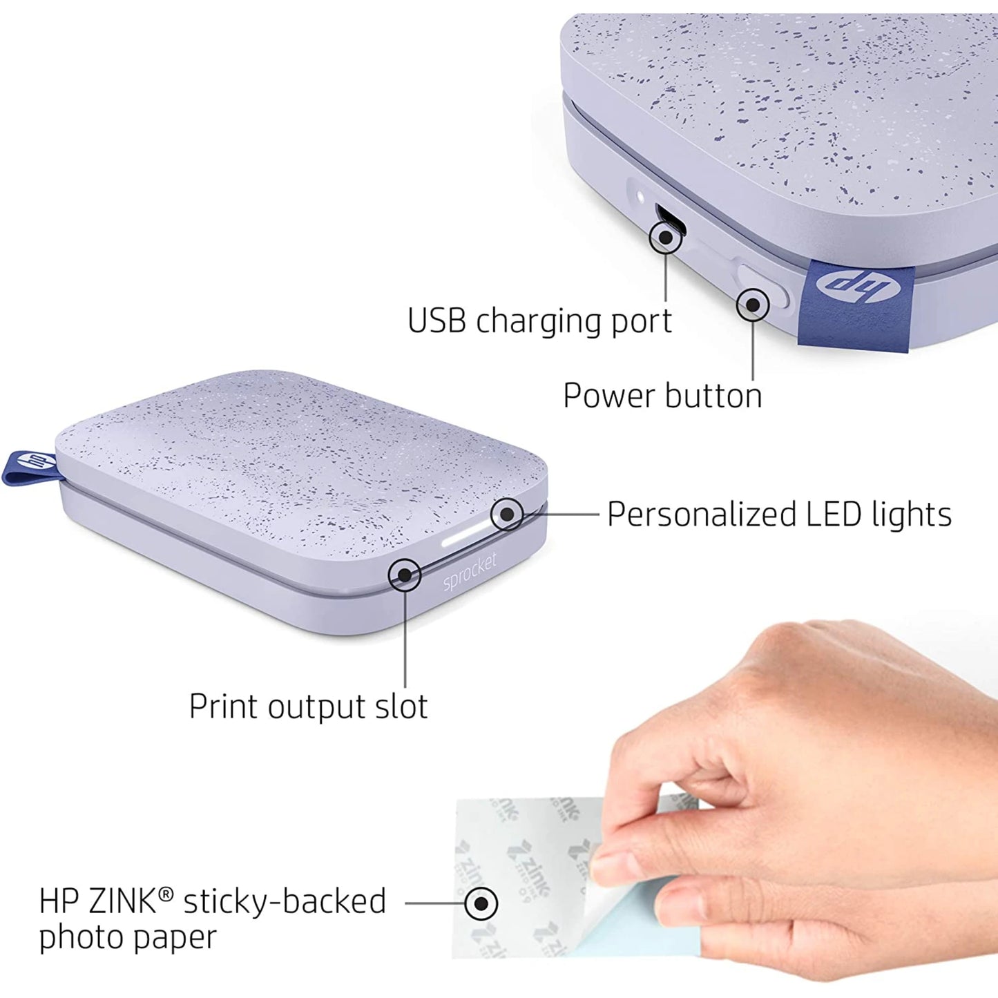 HP Sprocket 2x3 Inch Instant Photo Printer For iOS Android