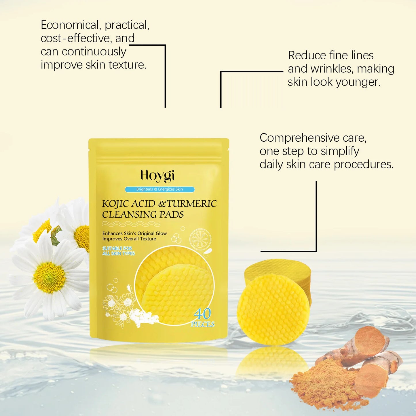 Hoygi Turmeric Kojic Acid Cleansing Pads Oil Control Pores