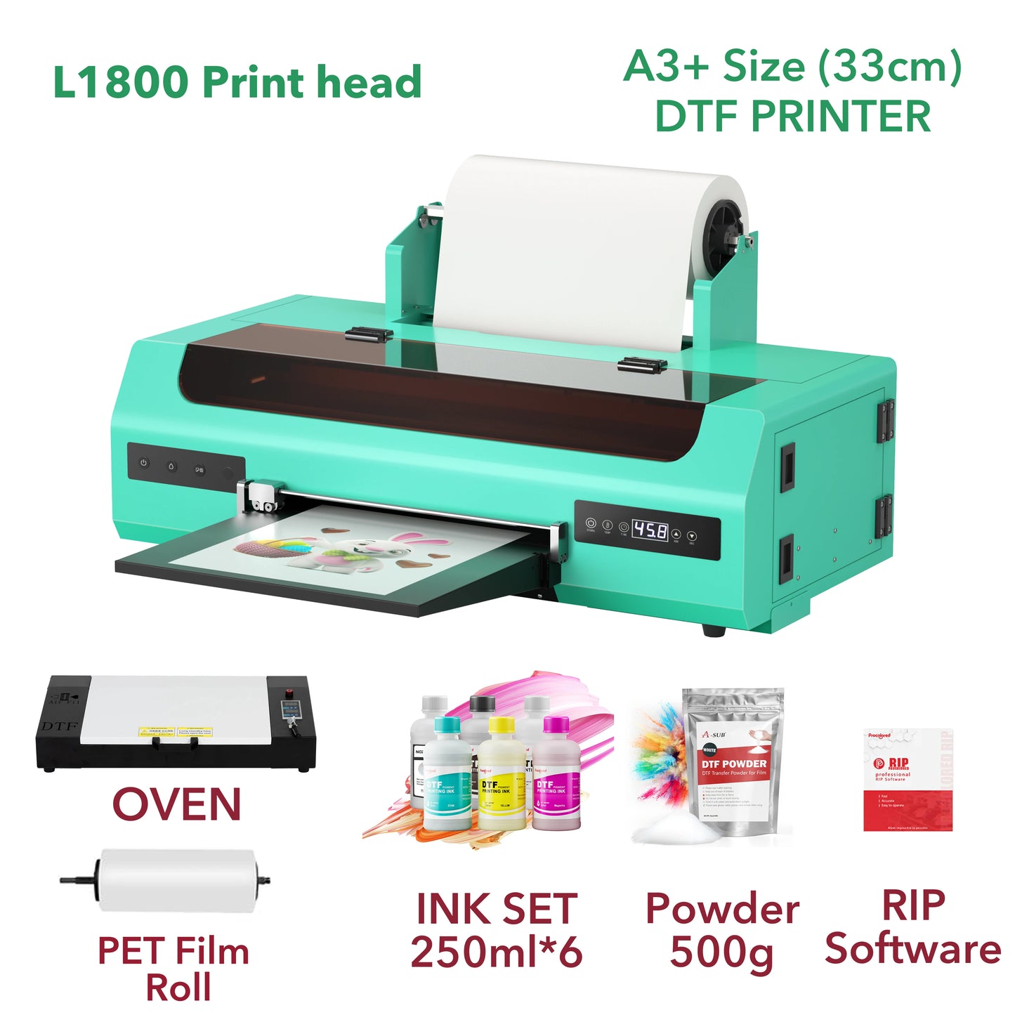 US Stock Punehod DTF Printer With Oven A3+ A4 L1800 L800 Direct To Film Printing Machine With curing oven T-Shirts Textile Dtf