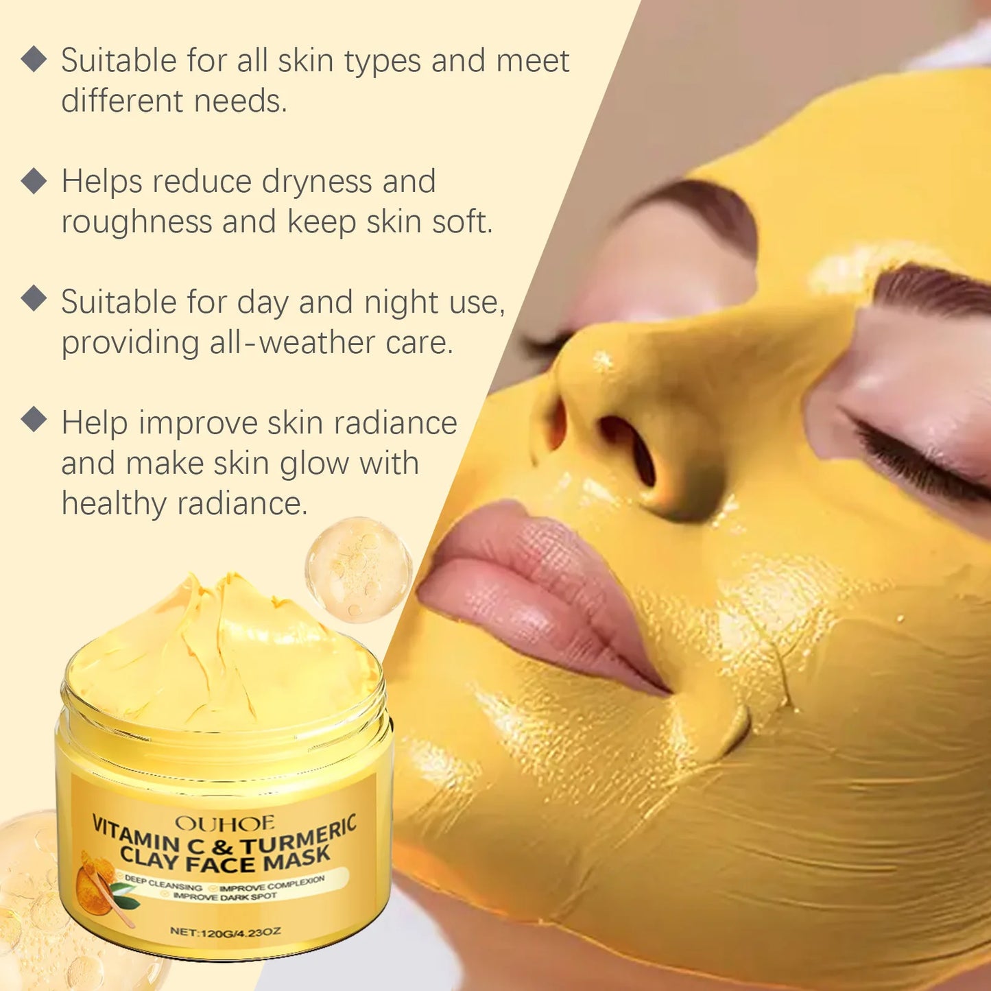 Ouhoe Vitamin C Exfoliating Clay Mask Turmeric for Pores