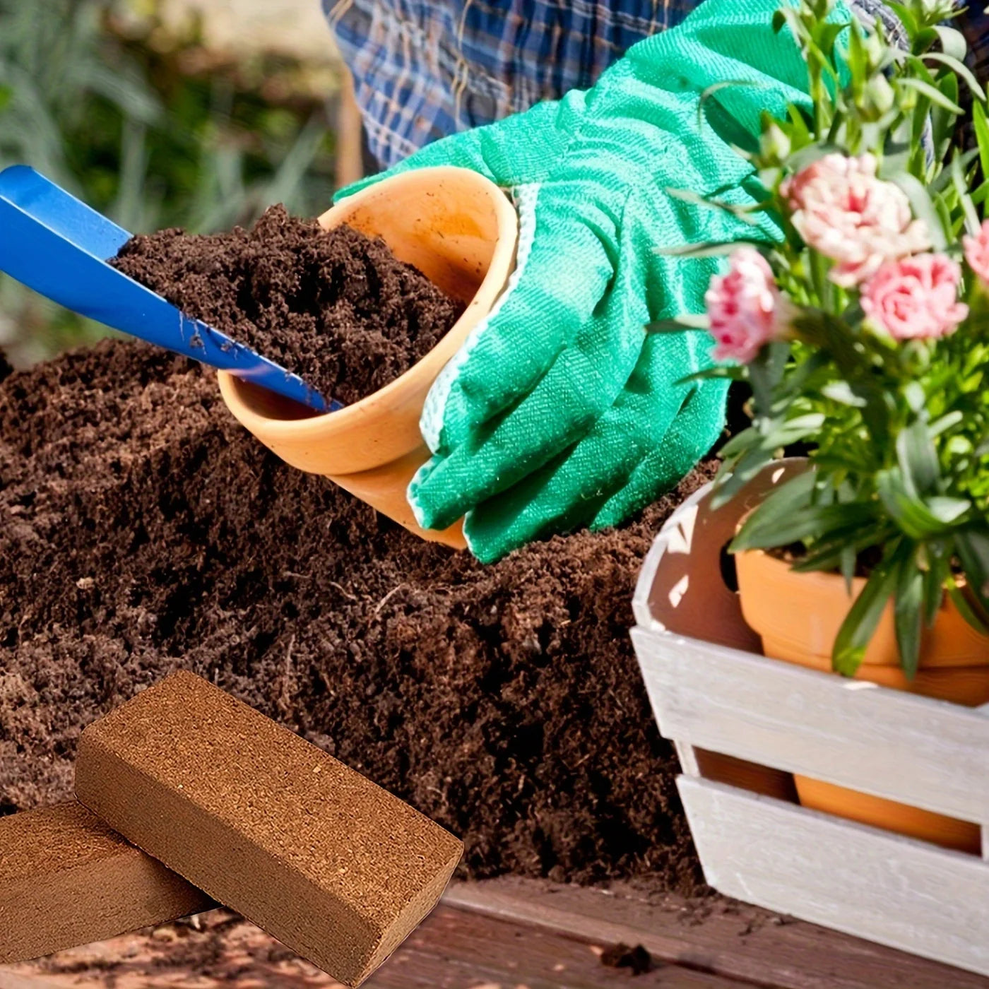 Coco Coir Brick for Plants- 6 Pack Premium 100% Organic Peat Moss, Fiber Coconut Husk for Planting, Gardening