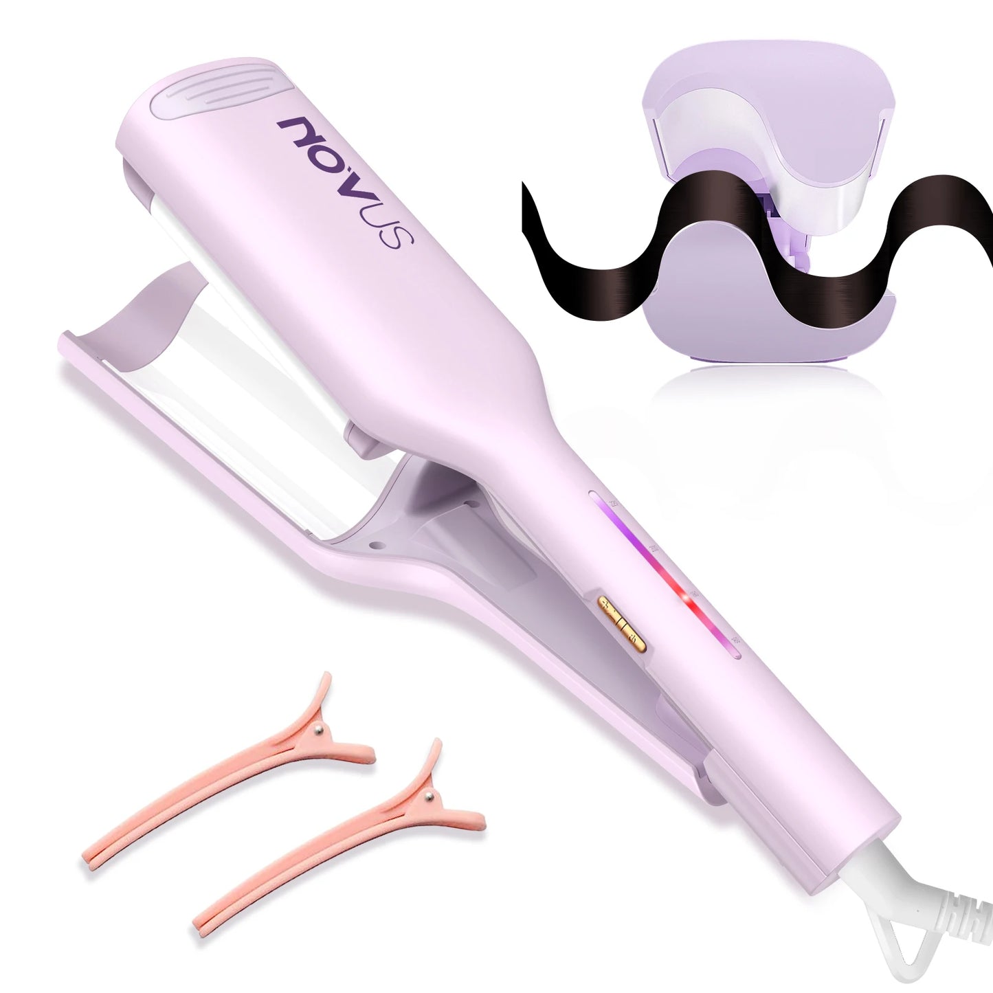 Curling Iron Hair Crimper Waver - 1.25 Inch Anti-Scald Rovy Waves Curling Wand, Ionic Deep Waver Hair Curler Tool