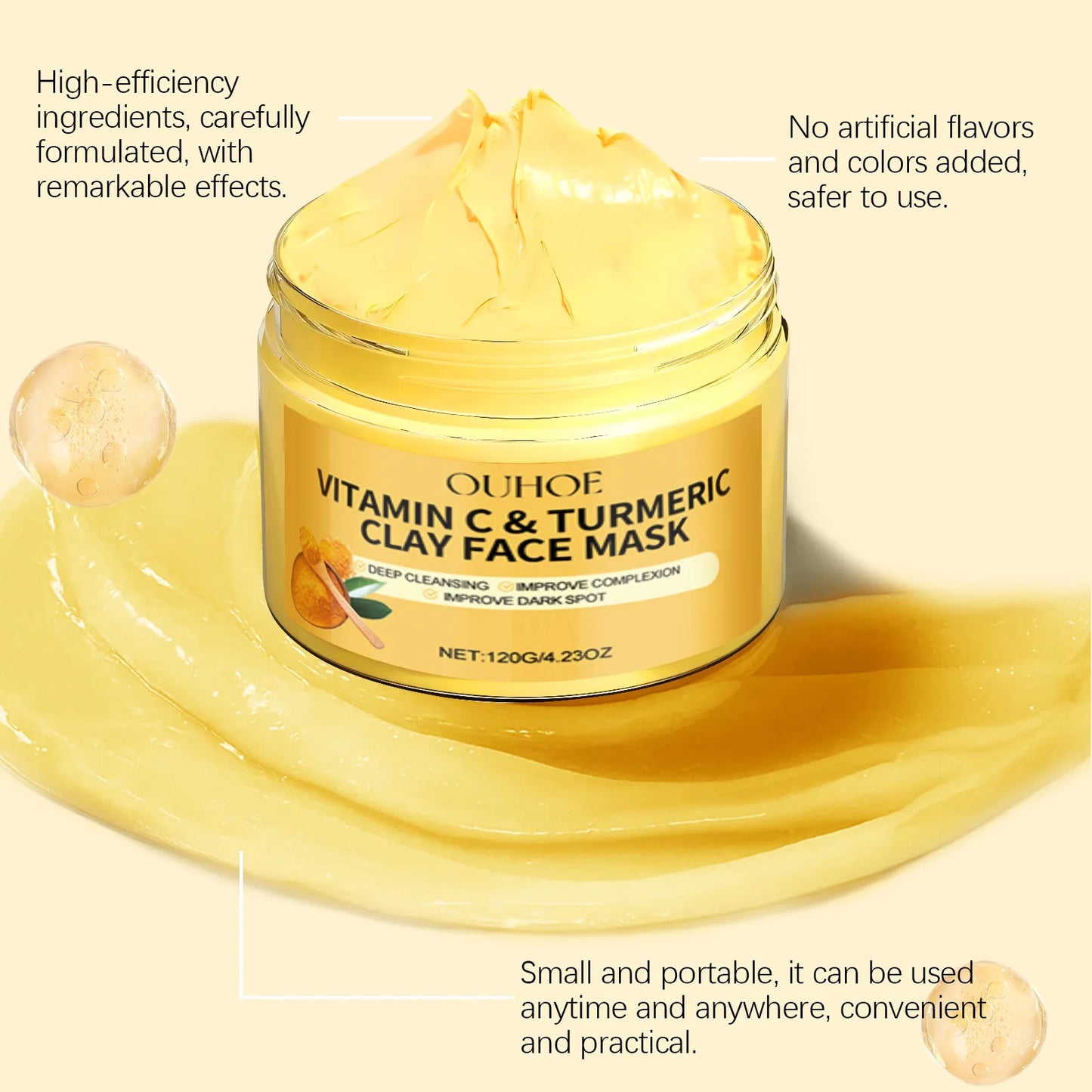 Ouhoe Vitamin C Exfoliating Clay Mask Turmeric for Pores
