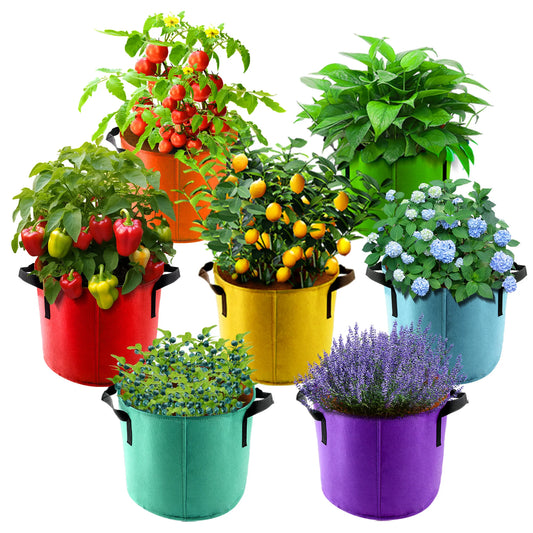 5 Gallon Grow Bags 7 Pack Colorful Fabric Pots With Handles
