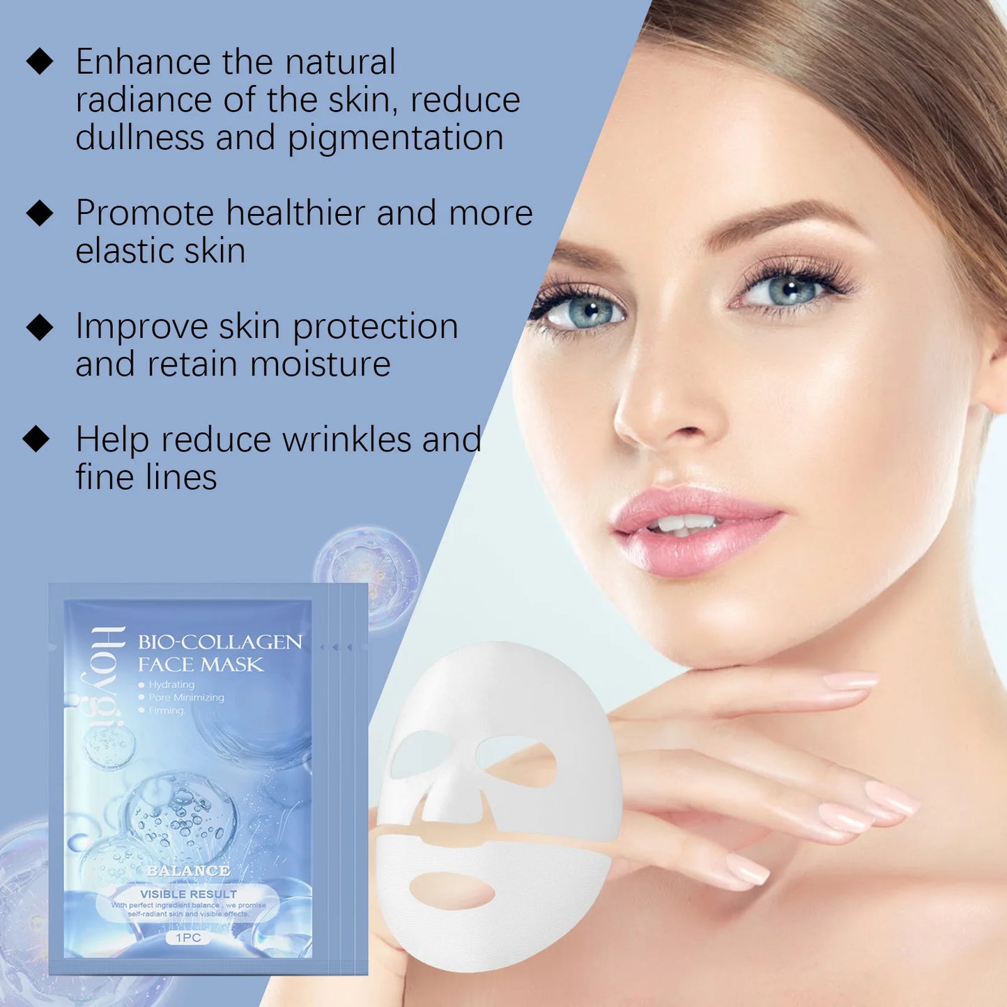 Hoygi 4Pcs Bio Collagen Moisturizing Face Mask Brightening
