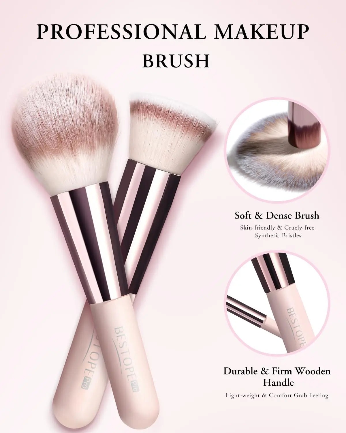 BESTOPE PRO Makeup Brushes with Case 20PCs Travel Set for Foundation Concealer