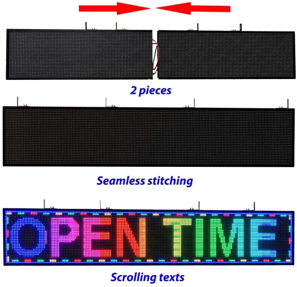 LED Scrolling Display Semi-outdoor Full Color P10 77"X14" WIFI Control Electronic for Business Advertising Board