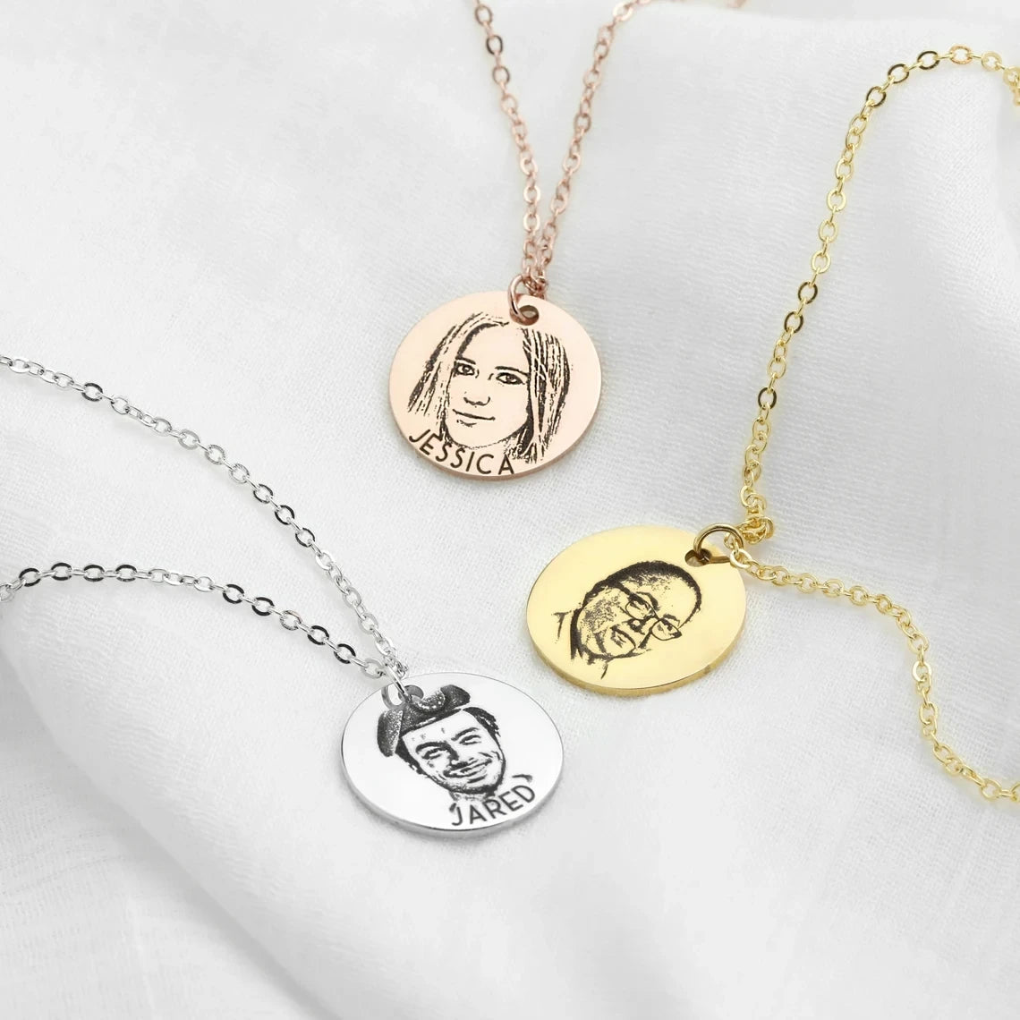 Custom Pet Necklace Personalized Photo Name Disc Pendants Memorial Necklaces Pet Remembrance Jewelry Gifts