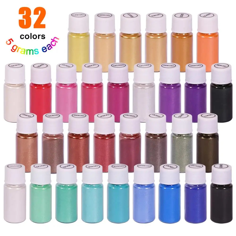 BIUTEE 50 Colors Mica Pigment Lip Gloss Pigment Glitter Beauty Lip Colors Art Design For Nail Art Make Up 10g 5g each