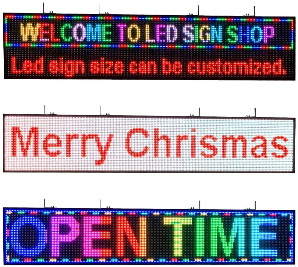 LED Scrolling Display Semi-outdoor Full Color P10 77"X14" WIFI Control Electronic for Business Advertising Board