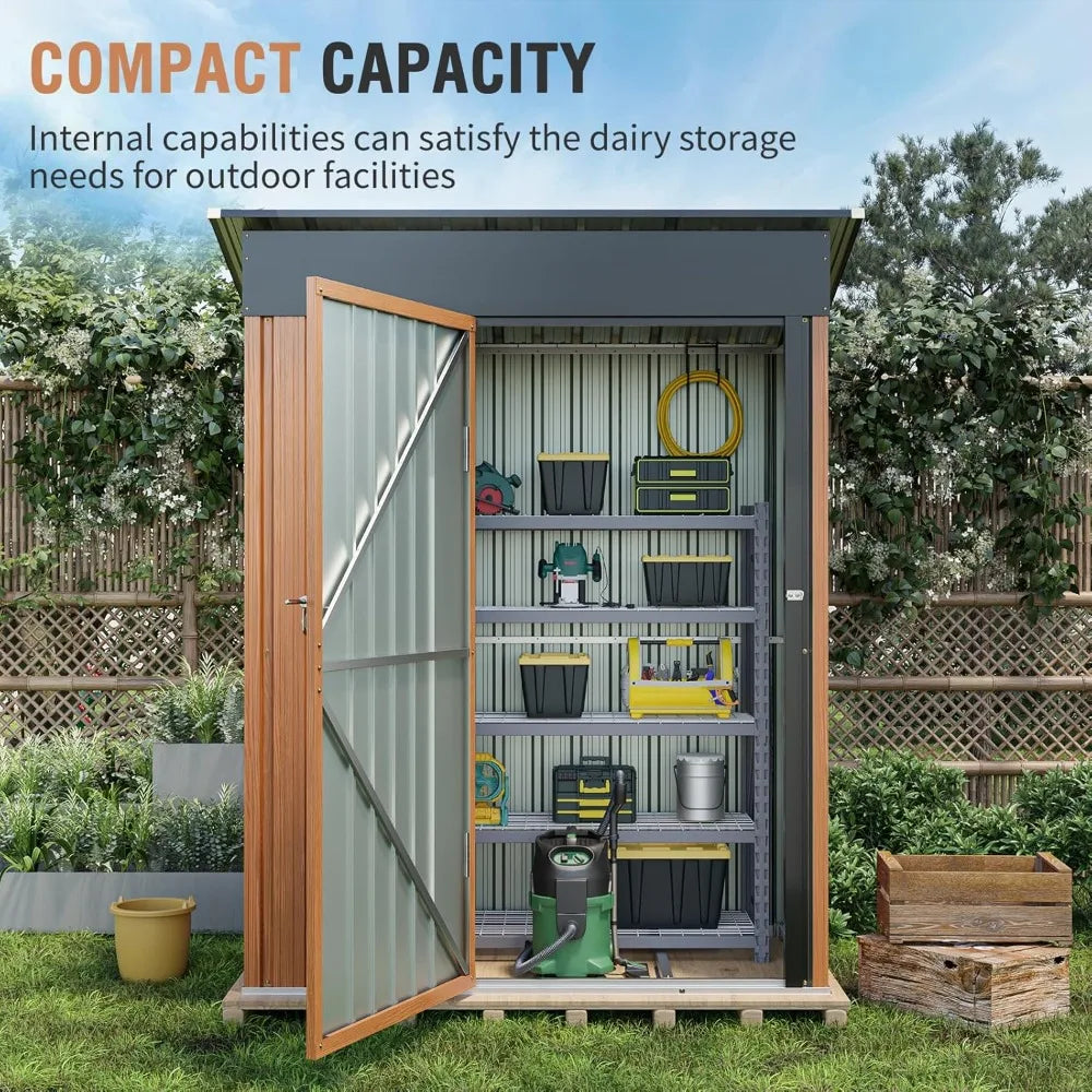 5x3 Ft Outdoor Metal Storage Shed With Floor And Lock Yard