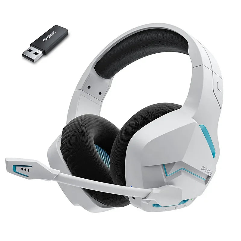 Binnune BW01 Wireless Gaming Headset with Microphone for PC PS4 PS5 2.4G Bluetooth USB Gamer Headphones with Mic for Laptop Computer