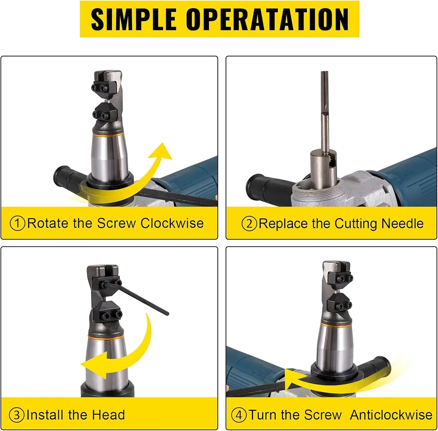 Electric Metal Nibbler 625W Nibbler Metal Cutter 1000RPM High Speed Rotor 0.16in/4mm Metal Nibbler 110V w Replaced Blades Storag