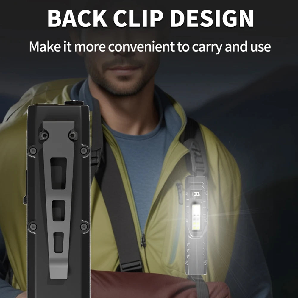 LED Super Bright Flashlight with Pen Clip Mini Camping Light 1200LM Outdoor Emergency Light 1000mAh for Camping Fishing Walking