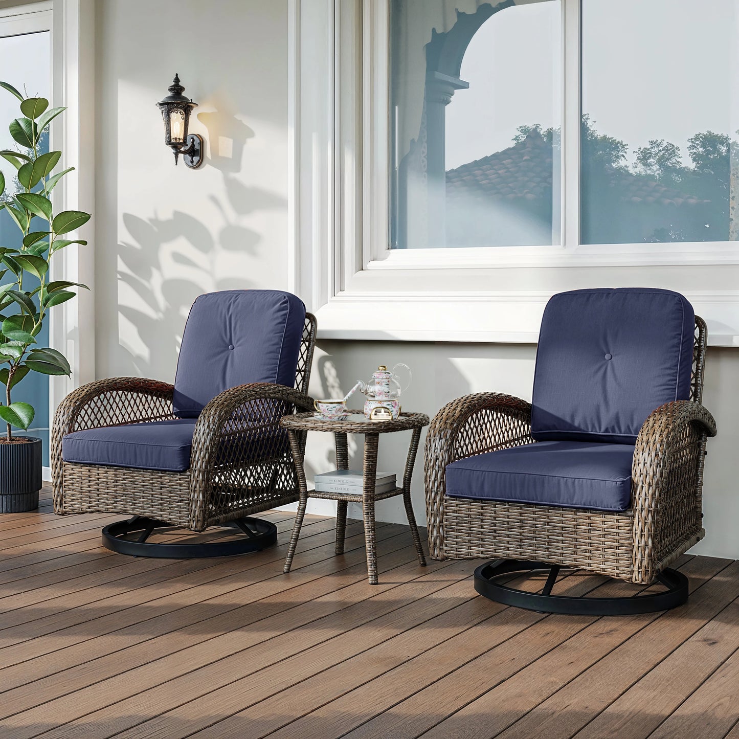 Hoomic 3 Piece Patio Furniture Set Outdoor Rocking Cushions