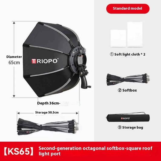 Triopo 90cm Speedlite Portable Octagon Umbrella Softbox+2M 1/4 Screw Light Stand Tripod Suit for Godox Speedlite Flash Light
