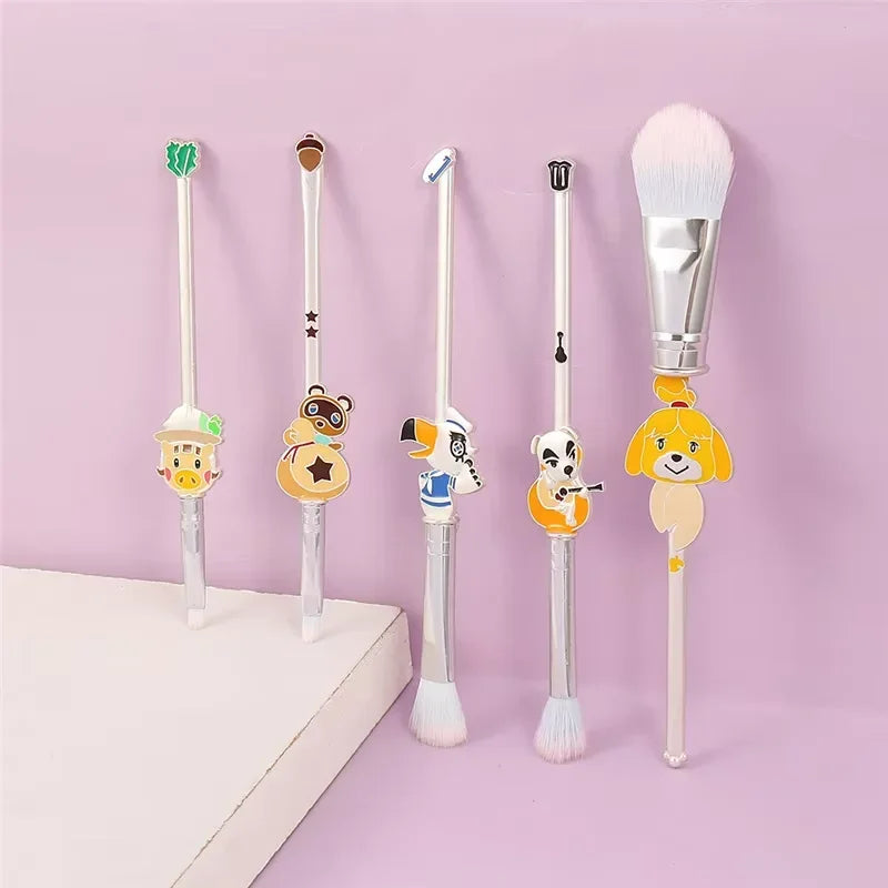 Cute Cartoon Animal Crossing Brush Set, Foundation Eye Makeup Brush, Eyeliner Lip Brush, Women's Face Cosmetic Tools, Lover's Gi