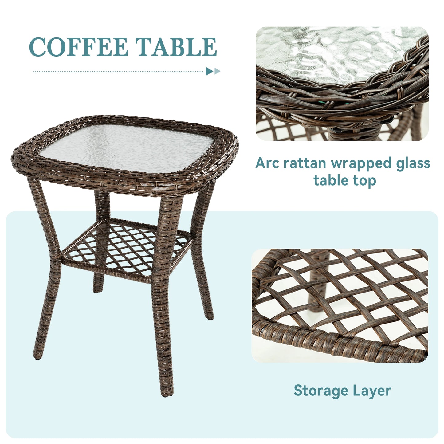 Hoomic 3 Piece Patio Furniture Set Outdoor Rocking Cushions