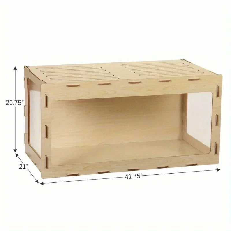 Large Wooden Hamster Cage,Habitat Shelter W/Acrylic Board,Flip Top