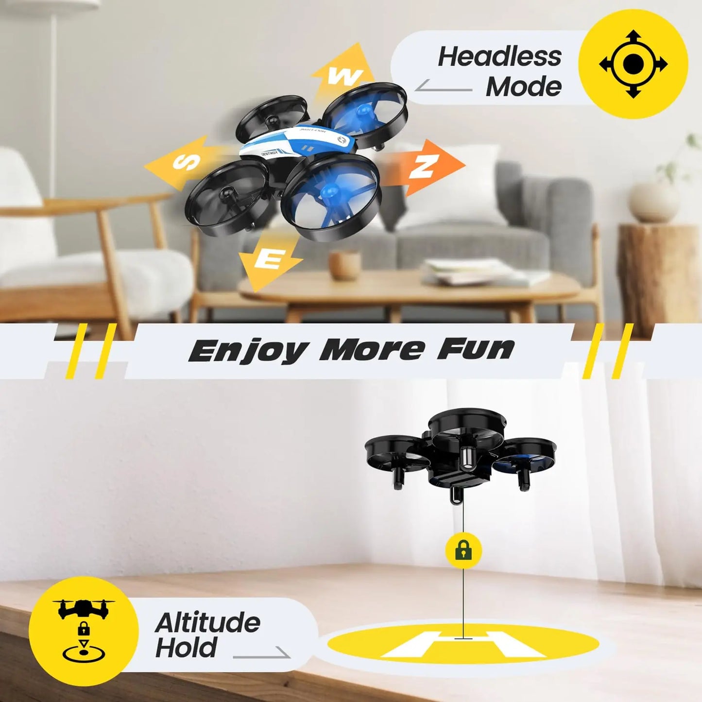 Holy Stone Mini Drone For Kids Beginners Hover 3D Flips Blue